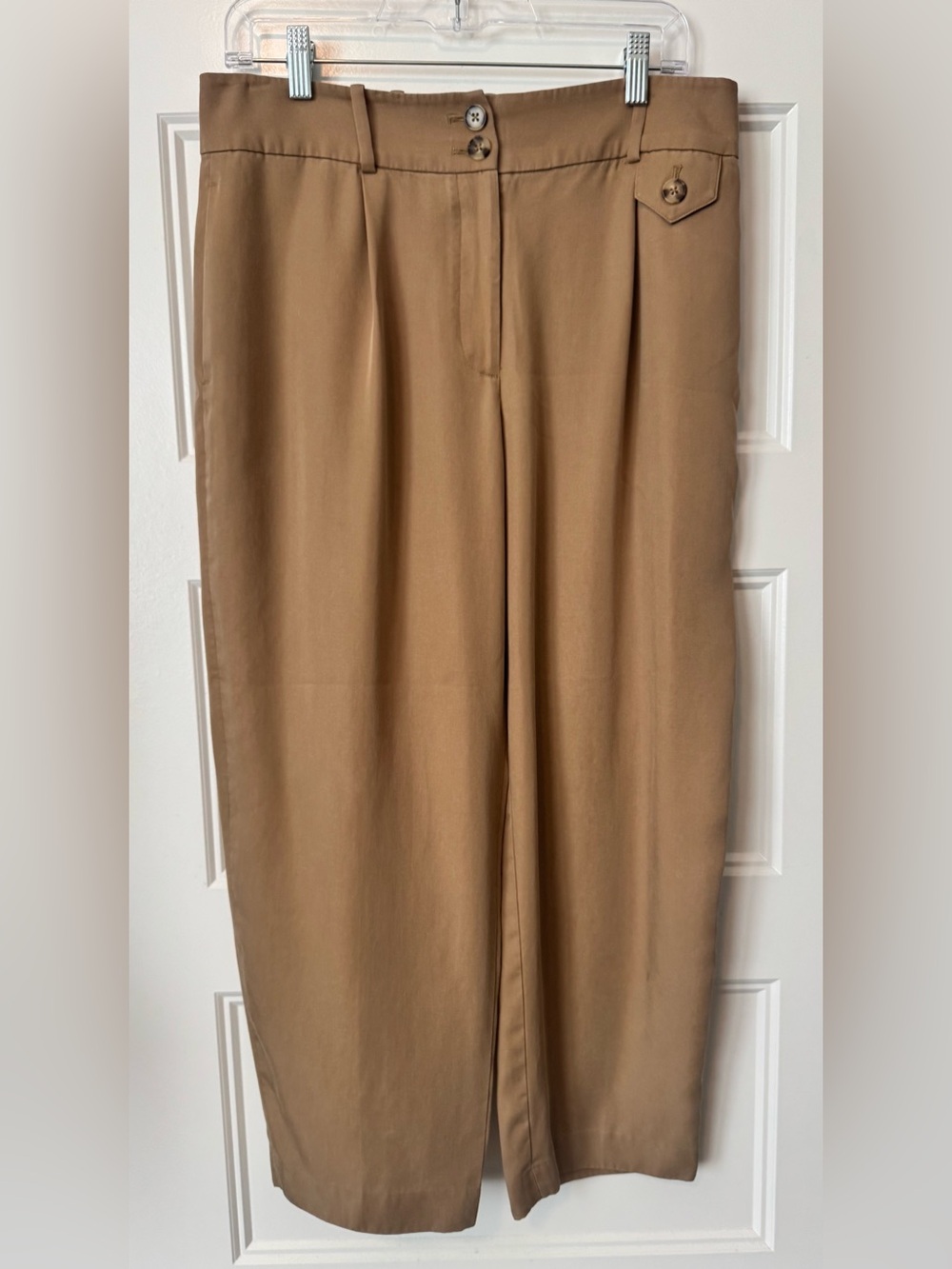 Club Monaco Size 8 Brown Tan Trousers Wide Leg High Rise Pleated Work Pants